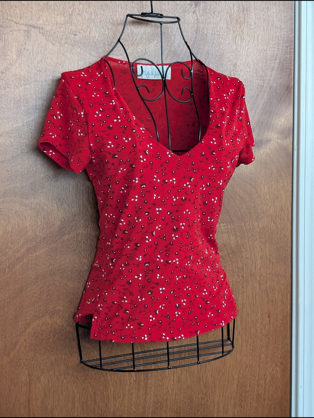 Charlotte Russe Red Floral V-Neck